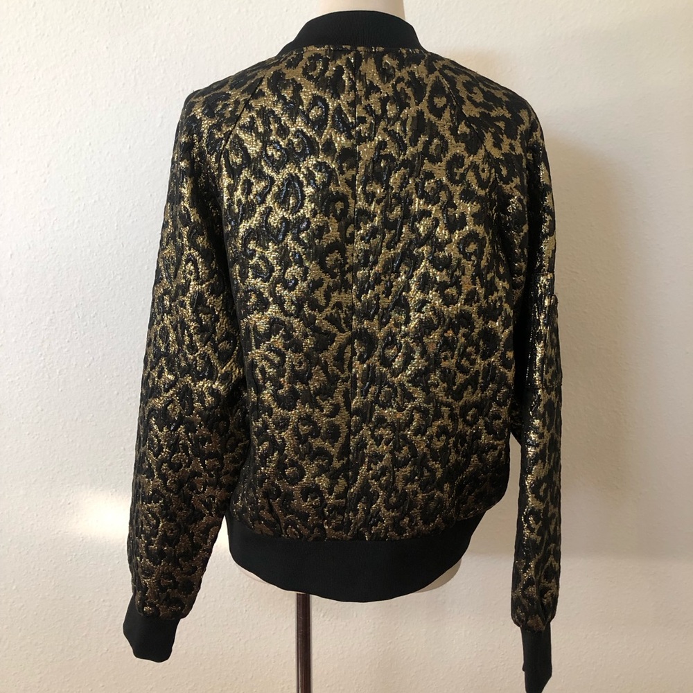 NWOT Nasty Gal Metallic Leopard Bomber Jacket L - Picture 9 of 11
